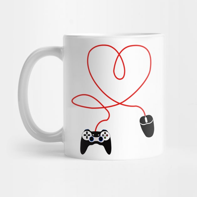 Video Gamer Valentines Day T-Shirt With Controller and mouse Heart by hilu